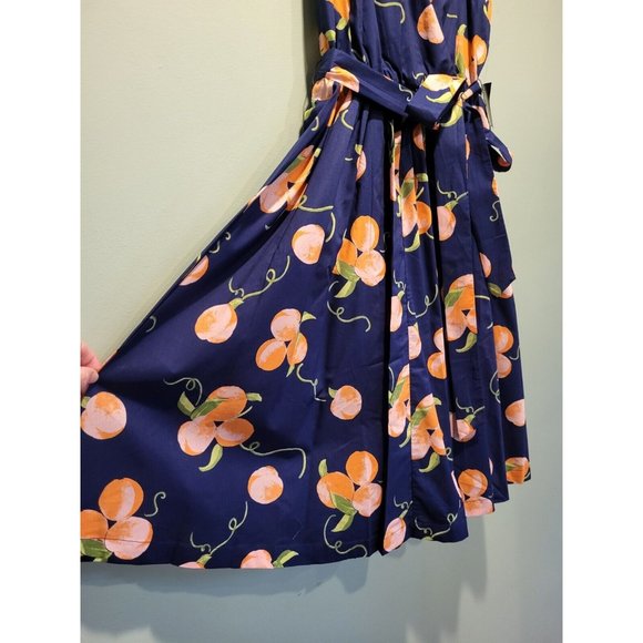 New Era By Modcloth Faux Wrap Dress Blue Peaches Sz 0 - Picture 3 of 9
